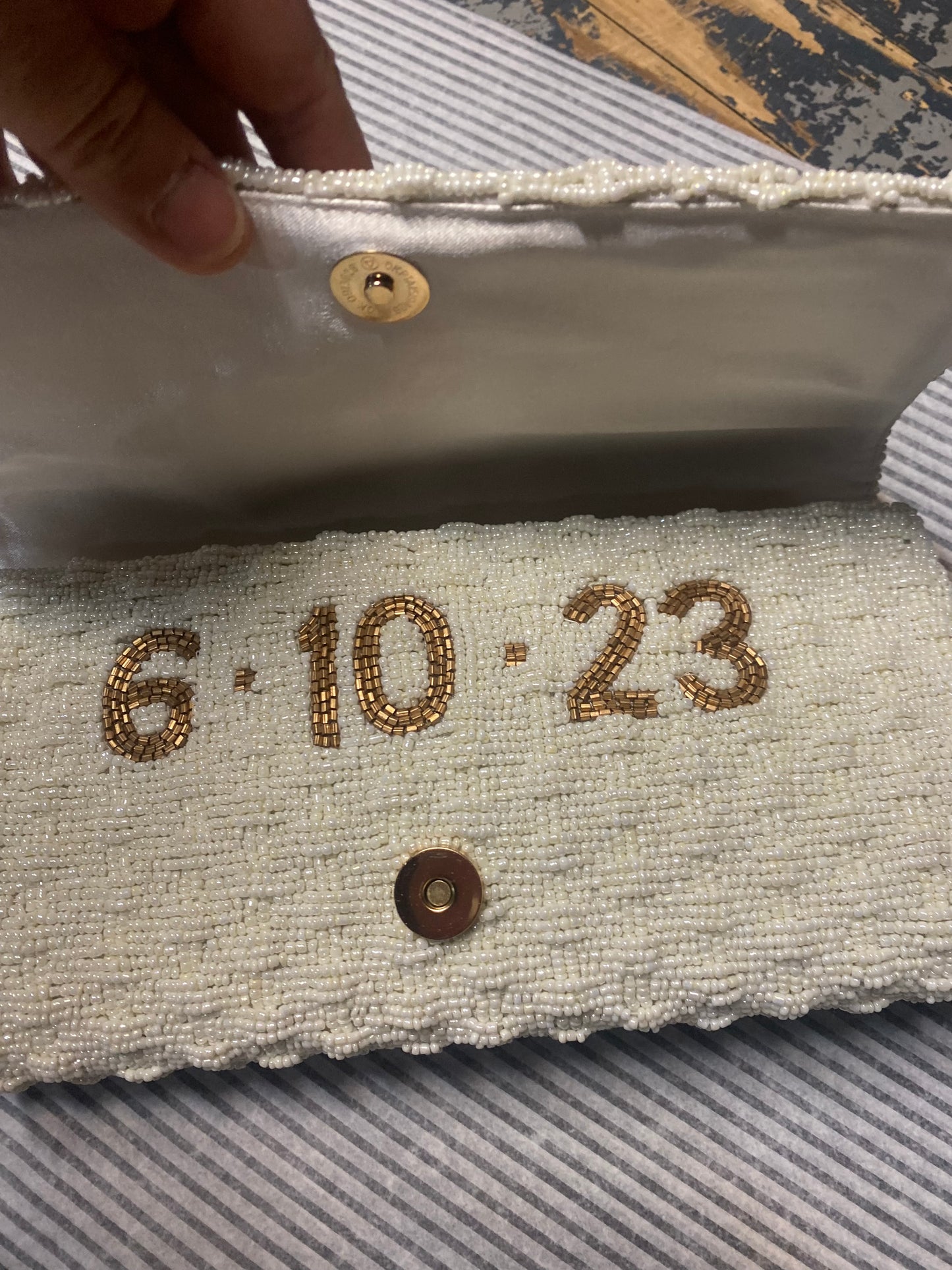 Beaded Basketweave Clutch