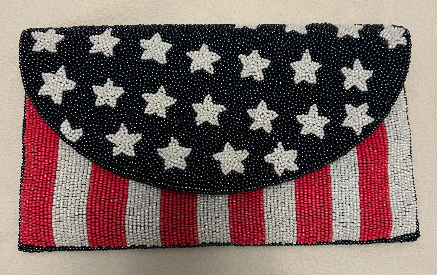 Round Flap Beaded Clutch