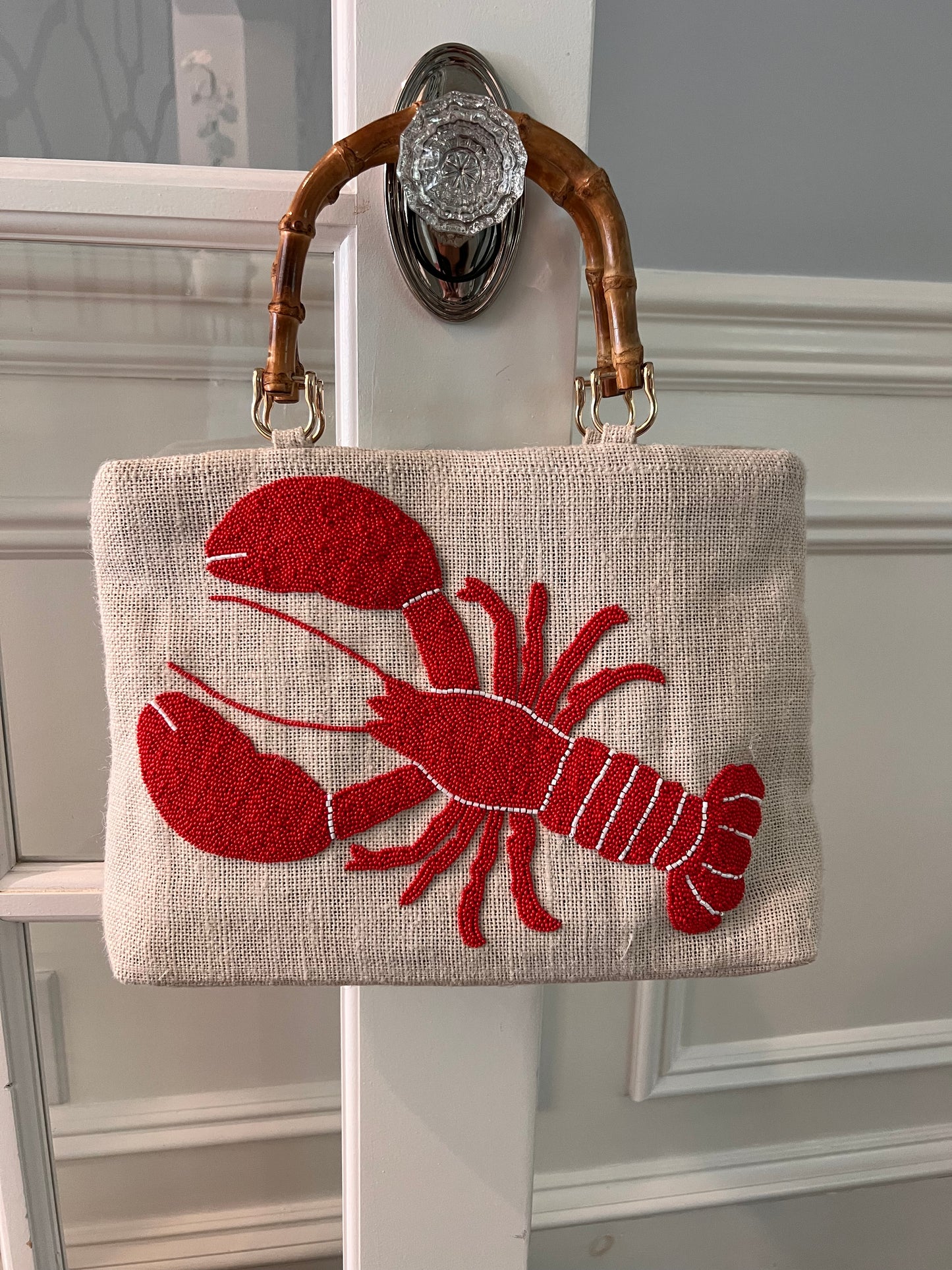 Jute Lobster Bag with Bamboo Handles