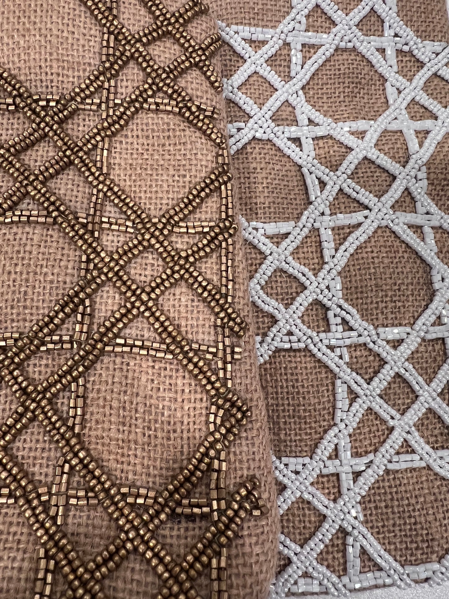 Jute Cane Lattice Bag w/Top Zipper