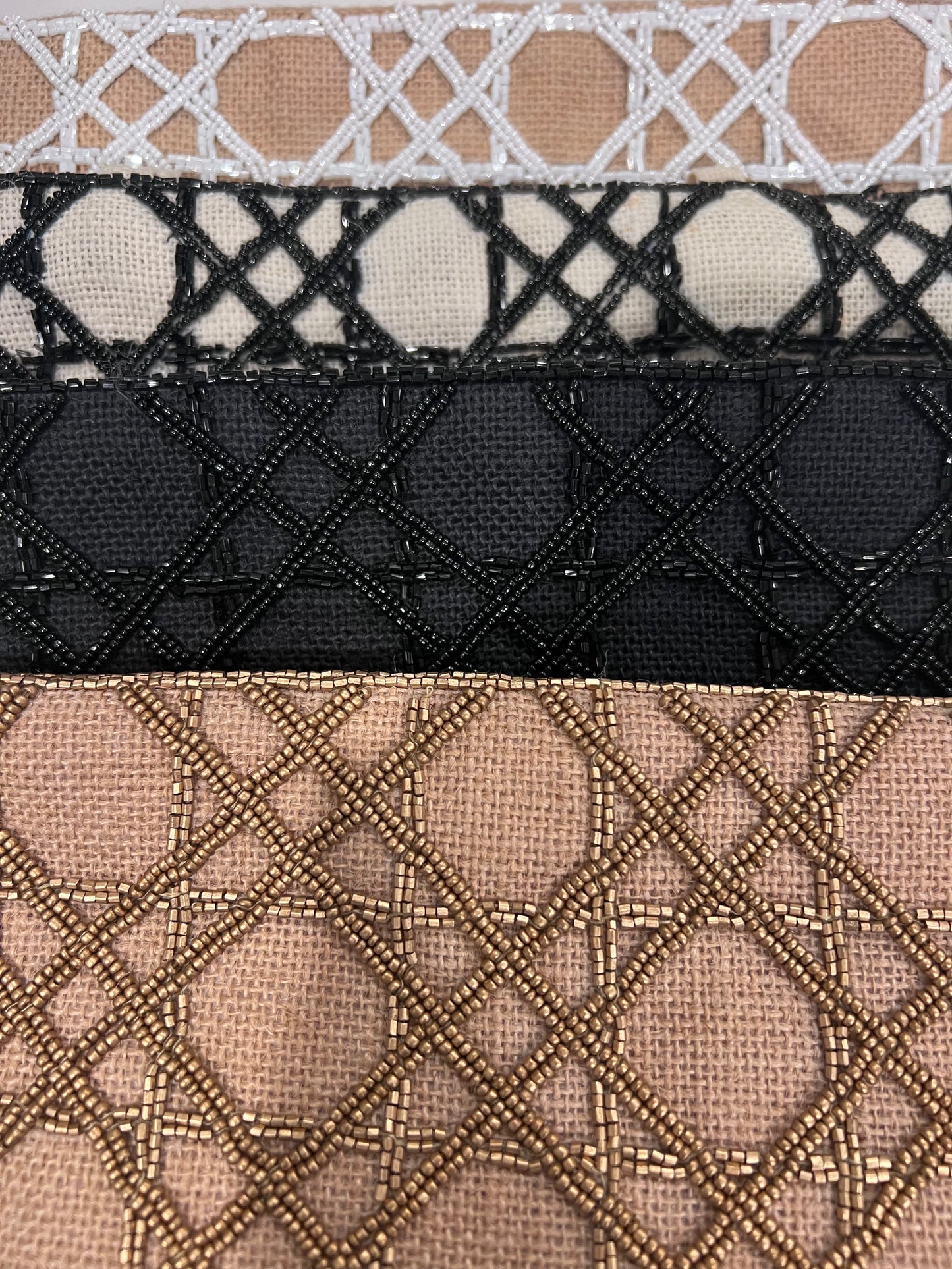 JUTE CANE LATTICE BAG with Bamboo Handle