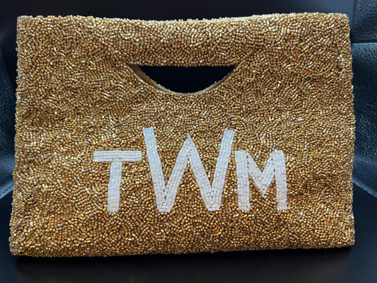 Solid Beaded Monogram Tote
