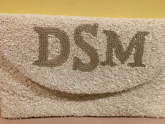 Round Flap Beaded Clutch