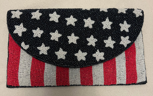 Round Flap Beaded Clutch