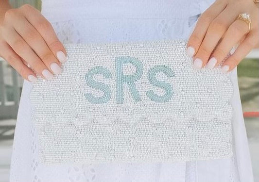 Scallop Pearl Beaded Clutch