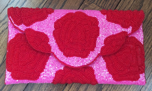 Roses Beaded Clutch