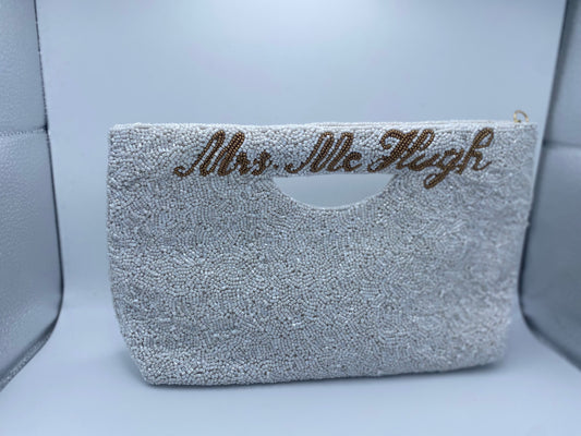 Solid Beaded Monogram Tote